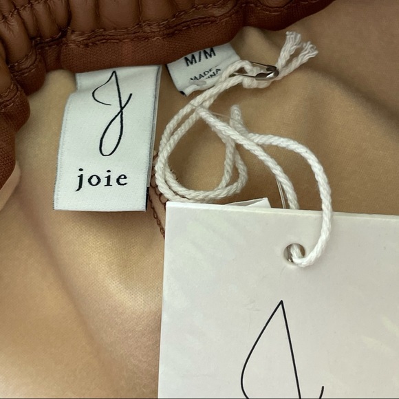 Joie Camel Faux Leather Elastic Waist Straight Leg Pants - Picture 7 of 10